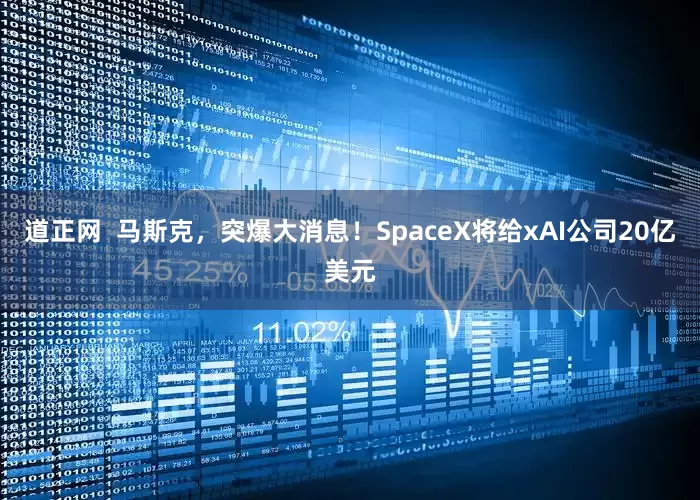 道正网  马斯克，突爆大消息！SpaceX将给xAI公司20亿美元