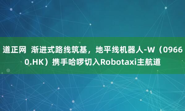 道正网  渐进式路线筑基，地平线机器人-W（09660.HK）携手哈啰切入Robotaxi主航道